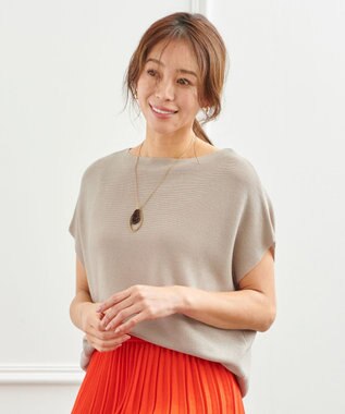 ANY 【洗濯機可能/アンチピリング/UVケア】アクリルガーターコクーンニット サンドベージュ