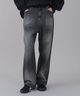 WEGO 【ユニセックス着用ITEM/SMLサイズ展開/ウエスト調整可】バギーデニムパンツ ブラック