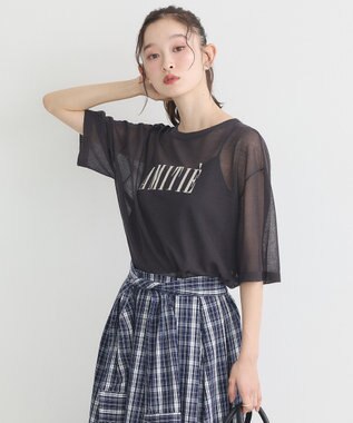 earth music&ecology 【接触冷感】ロゴ刺繍シアープルオーバ Charcoal Gray