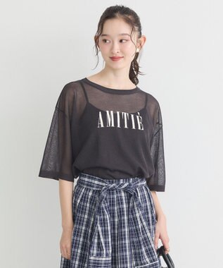 earth music&ecology 【接触冷感】ロゴ刺繍シアープルオーバ Charcoal Gray