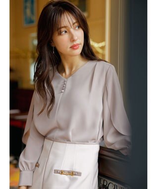 ANY SIS S 【全方位 好印象】フェミニンブラウス×ビットタイトスカート セット アイボリー