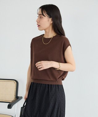 CRAFT STANDARD BOUTIQUE 【2点SET】ストール付きノースリーブニットプルオーバー Brown