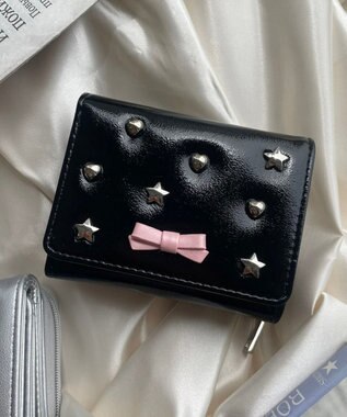 WEGO スタッズリボンウォレット ブラック