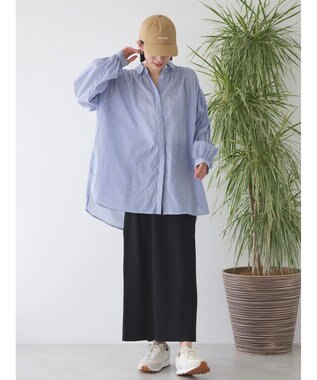 AMERICAN HOLIC カルゼギャザーシャツチュニック Stripe Navy