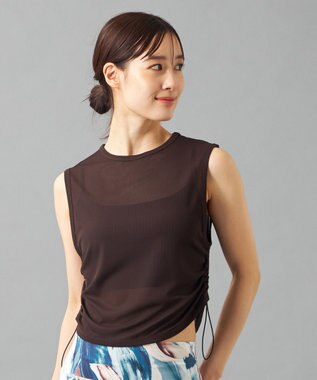 Chacott Chacott BALANCE シアーリブノースリーブTシャツ ダークブラウン