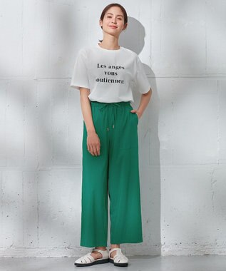 ANY 【ウエストゴム/UVケア/接触冷感】清涼リラックスワイドパンツ グリーン