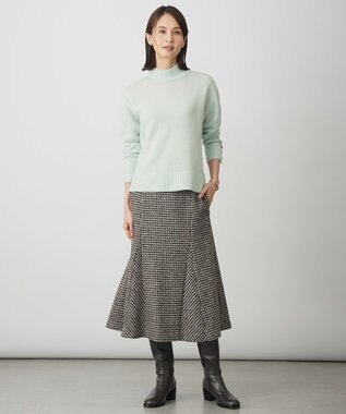J.PRESS LADIES ウールシルク ハウンドトゥース フレア スカート ブラウン系