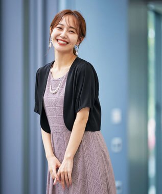 Tiaclasse L 【洗える】大人上品な総レースワンピース ラベンダーグレー