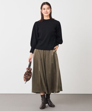 ANY 【洗濯機可】エステルベロア ガウチョパンツ チャコール系