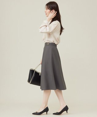 ANY SIS 【洗える】プチベルトフレア スカート チャコール
