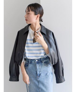 Te chichi フェイクレザークロップドブルゾン ブラック