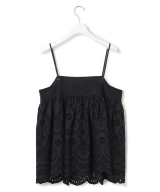 23区 【洗える】コットンエンブロイダリー キャミソール ブラック系