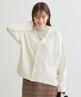 Green Parks 洗える　Ｖネックカーディガン Ecru