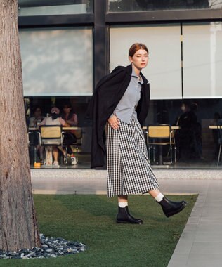 INTER-CHAUSSURES 【BUSSOLA】撥水厚底サイドゴアショートブーツ ブラック