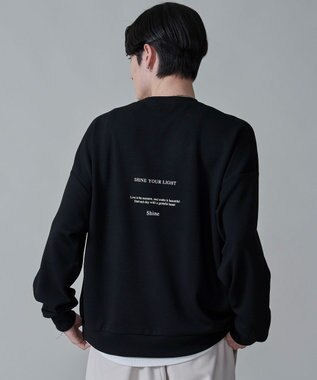 WEGO 【２点セット】アクセ付きフォトグラフィックプルオーバー ブラック