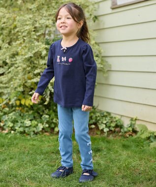 ANY KIDS テディベリー刺繍 長袖Tシャツ ネイビー