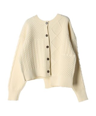 Green Parks ＫＢＦ　２ＷＡＹパッチワークニットカーディガン Off White