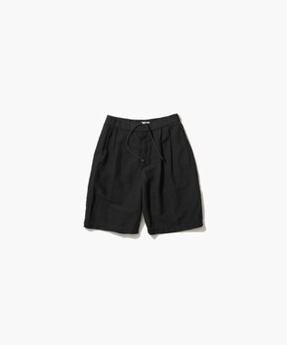 ATON COTTON LINEN VOILE | ツータックイージーショーツ - UNISEX BLACK