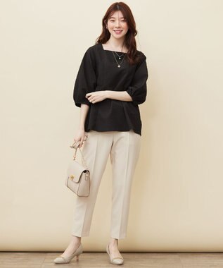 ANY SIS S 【洗える】フラワーエンボス ブラウス ブラック