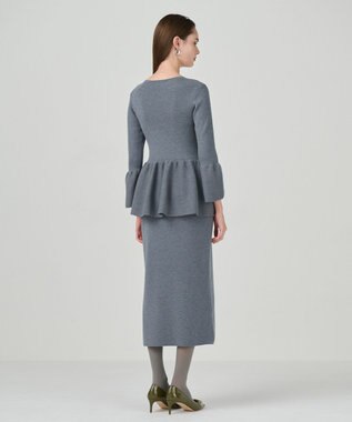 GRACE CONTINENTAL ペプラムニットワンピース グレー