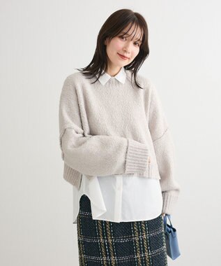 Green Parks ・Ｐｅｔｉｔ　Ｆｌｅｕｒ　ブークレワイドニット Light Gray