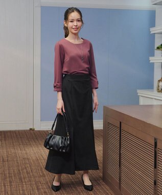 Tiaclasse 【洗える】リボン袖ポンチトップス ダークピンク