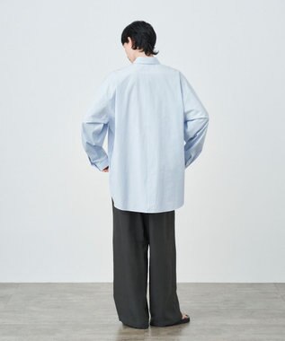 ATON SHRINK BROAD | オーバーサイズシャツ - UNISEX BLUE STRIPE