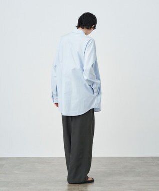 ATON SHRINK BROAD | オーバーサイズシャツ - UNISEX BLUE STRIPE