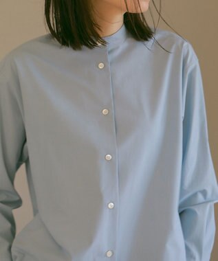 23区 【23区 | 5525gallery】コットンタイプライター バンドカラー シャツ サックスブルー系