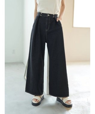 earth music&ecology タックホックデニムパンツ Black