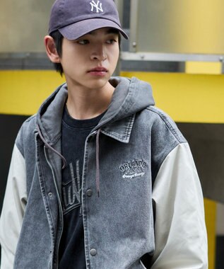 WEGO 【ユニセックス着用ITEM/MLサイズ展開】デニムスタジャン デニムブラックソノタ