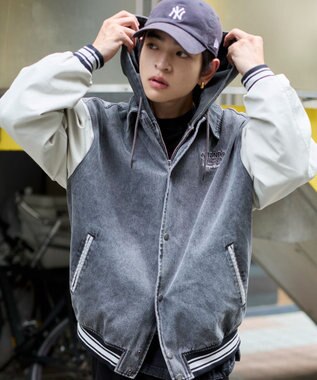 WEGO 【ユニセックス着用ITEM/MLサイズ展開】デニムスタジャン デニムブラックソノタ