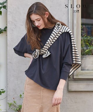  【SLOW】コンパクトシングルジャージー ポンチョ風 Tシャツ