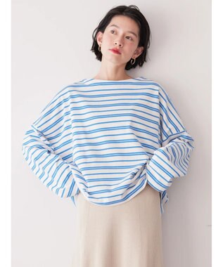 AMERICAN HOLIC ボートネックボーダープルオーバー Blue