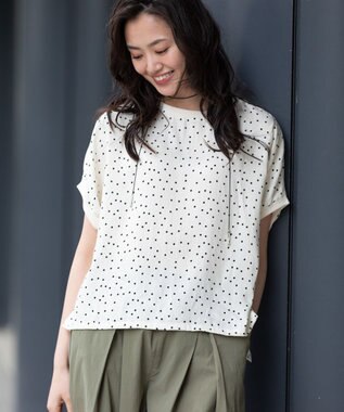 Green Parks リブドッキングブラウス Ecru