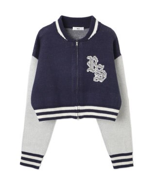 WEGO ニットショートスタジャン ネイビー