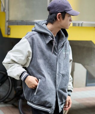 WEGO 【ユニセックス着用ITEM/MLサイズ展開】デニムスタジャン デニムブラックソノタ