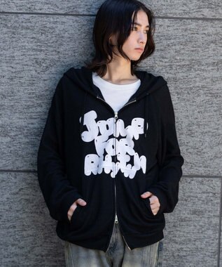 WEGO 【ユニセックス着用ITEM/MLサイズ展開】メッシュロゴジップパーカー ブラック