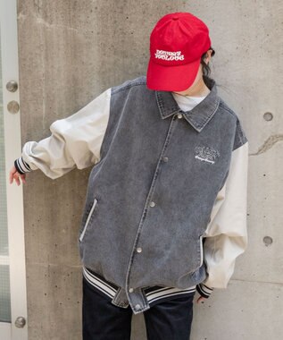 WEGO 【ユニセックス着用ITEM/MLサイズ展開】デニムスタジャン デニムブラックソノタ