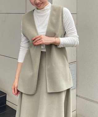 UNFILO 【セットアップ対応】ウールライク ジレ ライトグリーン系