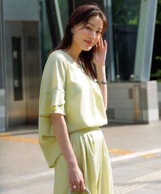 ANY SIS S 【接触冷感・UVカット・速乾】スムージーポリエステル フレアスリーブ ブラウス 【WEB限定】ライム