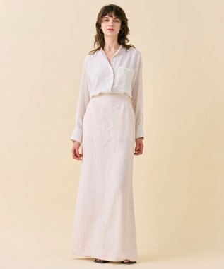 BEIGE， 【WEB限定・洗える】CELOSIA / シアースリーブスタンドカラーブラウス Off White