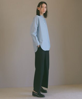 23区 【23区 | 5525gallery】コットンタイプライター バンドカラー シャツ サックスブルー系