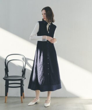 YECCA VECCA レース切替ジレワンピース Navy