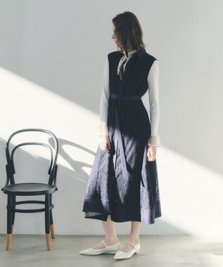 YECCA VECCA レース切替ジレワンピース Navy