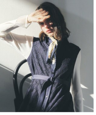 YECCA VECCA レース切替ジレワンピース Navy