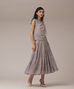 GRACE CONTINENTAL プリーツティアードスカート ベージュ