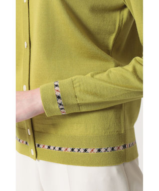 DAKS スーパーファインメリノウール チェックカーディガン グリーン