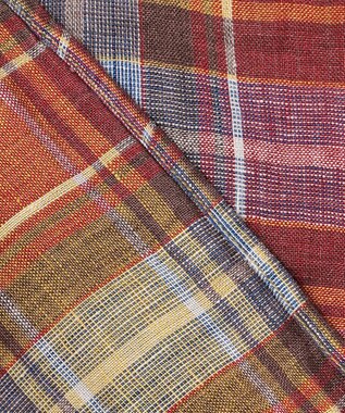 JOSEPH ABBOUD 【キングサイズ・アルビニリネン】チェック七分袖シャツ オレンジ系4