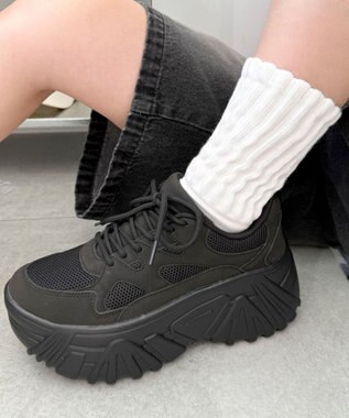 WEGO 【SMLサイズ展開】ボリュームスニーカー ブラック